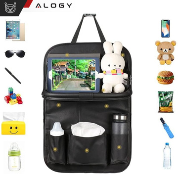 2x Auto Organizer Auto Reisetisch Autositzschutz Rücksitzlehne Sitz Alogy Schwarz