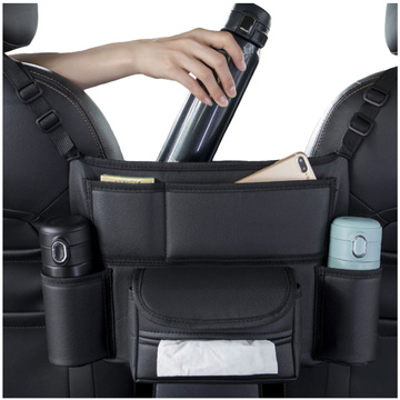 Auto-Organizer für das Auto zwischen Sitzen, Autositz, Alogy, Auto-Getränkehalter, Taschentücher, Schwarz, 2 x Kopfstützenhalter
