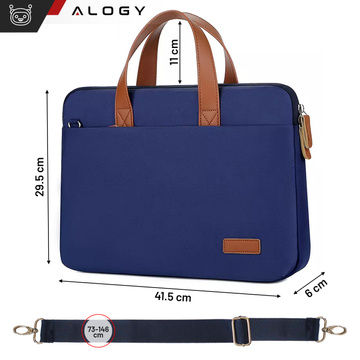 Umhängetasche für Herren und Damen, für Laptop, Tablet, 15,6 Zoll, Reisehülle aus Stoff, Alogy, Marineblau
