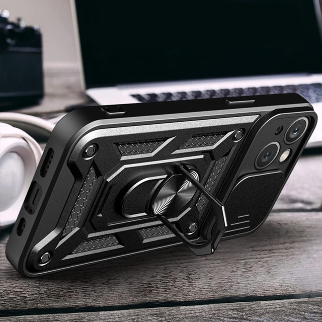 Etui Alogy Camshield Stand Ring z osłonką na aparat do Apple iPhone 14 + Szkło