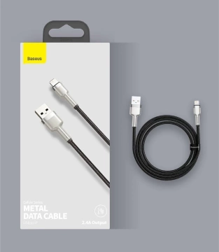 Baseus Cafule Metal Data USB-Kabel - Lightning 2,4 A 2 m weiß (CALJK-B02)