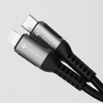 Kabel USB-C zu Lightning 27W 1,2m Nylon Forcell Aluminium iPhone iPad