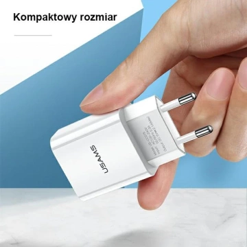 USAMS Ładowarka sieciowa 1x USB T18 2,1A (only head) biały/white Fast Charging CC075TC01