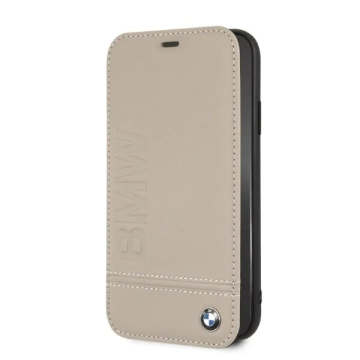 BMW BMFLBKI61LLST Schutzhülle für Apple iPhone Xr Buch beige/taupe Logo-Aufdruck
