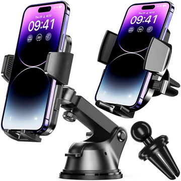 Alogy 2in1 Autofenster-Telefonhalterung für Armaturenbrettgitter, schwarzes USB-C-Kabel 2,4 A, 1 m