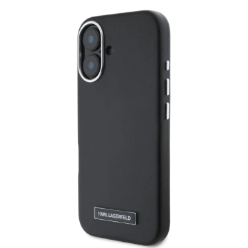 Karl Lagerfeld Hülle für iPhone 16 6,1" Schwarzes MagSafe Hardcase FW Metallplatte