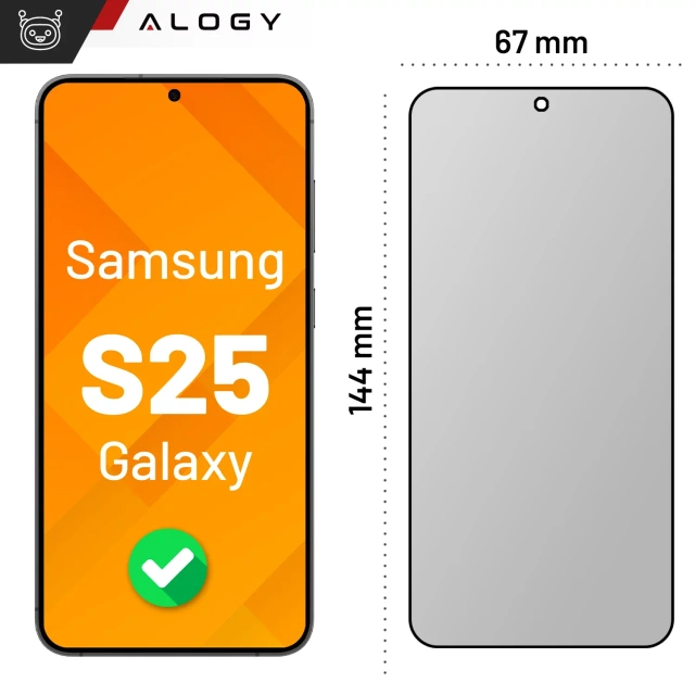 Szkło hartowane Prywatyzujące do Samsung Galaxy S25 ochronne szkiełko na ekran 9H Alogy Privacy EasyShield™️ z ramką montażową
