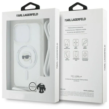 Etui Karl Lagerfeld do iPhone 16 Pro Max 6.9" Magsafe Hardcase Transparent Crossbody IML Karl Head 