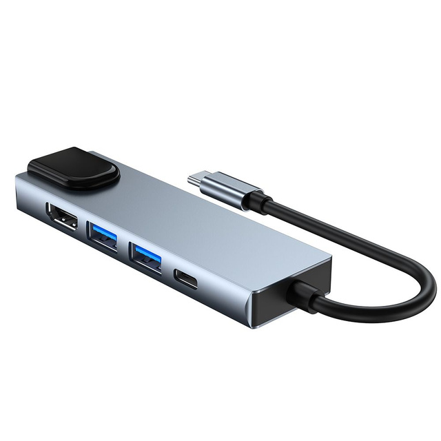 Hub adapter USB V3-HUB 5w1 USB-C Grey