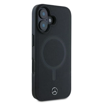 Mercedes Hülle für iPhone 16 Plus 6,7" Schwarz Hardcase Glattleder MagSafe