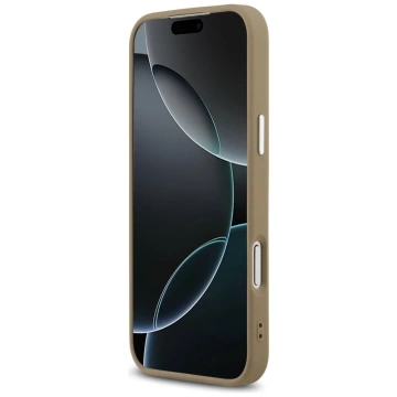 Etui Guess Grained Triangle Logo MagSafe do iPhone 17 Pro Max Brązowy