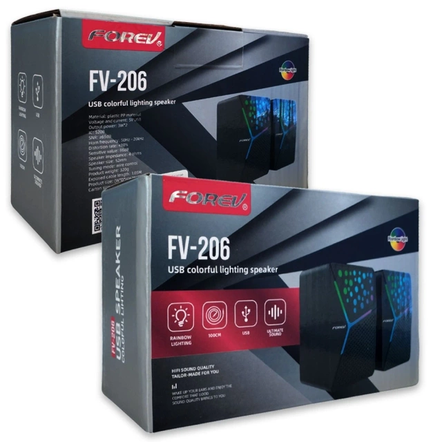 Forev Głośniki Stereo Czarny PC RGB Podświetlane