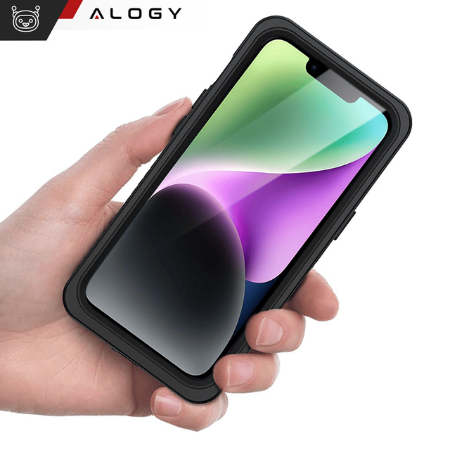 Etui wodoodporne do Apple iPhone 13 360 Alogy Pancerne Armor IP68 ze smyczką Czarne