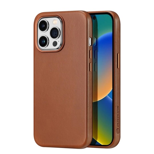 Dux Ducis Naples Hülle iPhone 14 Pro magnetische Lederhülle MagSafe braun