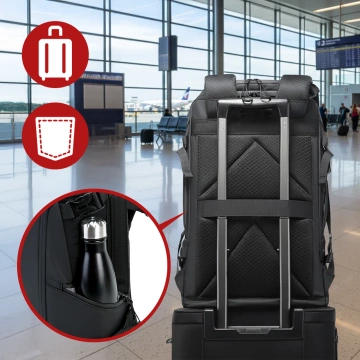 Bange wasserdichter Rucksack für 15,6-Zoll-Laptop, Stadtreisender, 45 x 30 x 16 cm, für Arbeit, Flugzeug, Herren, Damen, mit USB-Anschluss Schwarz