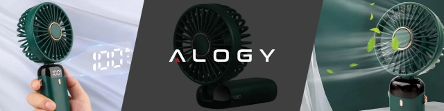 Wentylator Wiatrak Ręczny Bezprzewodowy, Przenośny i Biurkowy, z Uchwytem na Telefon, Ładowanie USB-C, Bateria 18650, Alogy CoolBreeze™ – Zielony