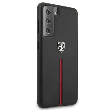 Ferrari Hardcase für Samsung Galaxy S21 Plus schwarz/schwarz Hardcase Off Track Leather Nylon Stripe