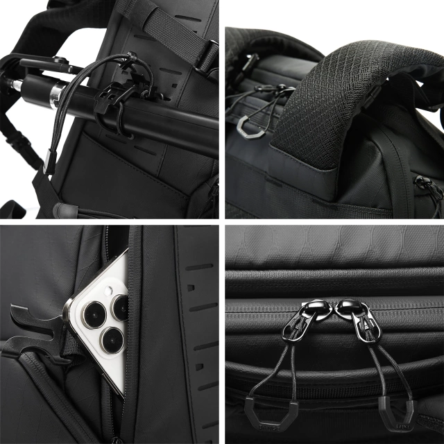 Plecak wodoodporny Bange rozszerzany 36–56L na laptopy do 15.6" – pojemny i wygodny, odporny i oddychający, miejski i turystyczny, idealny do pracy i samolotu, unisex – Czarny