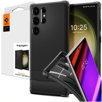 Spigen Rugged Armor Handyhülle Schutzhülle für Samsung Galaxy S23 Ultra Mattschwarz