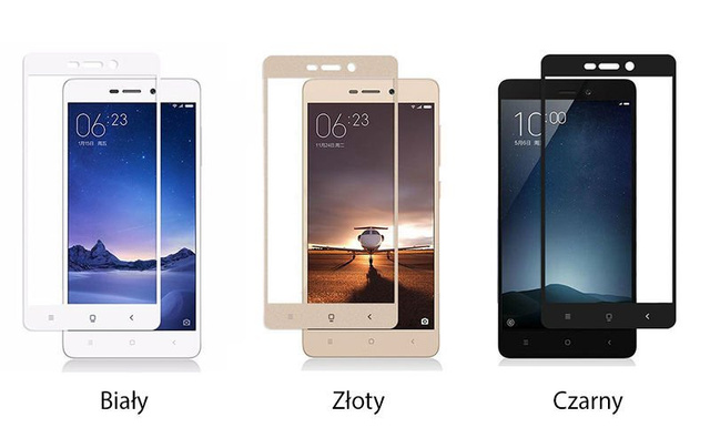 Szkło hartowane na cały ekran 9H do Xiaomi Redmi 3S/ 3 Pro Czarne