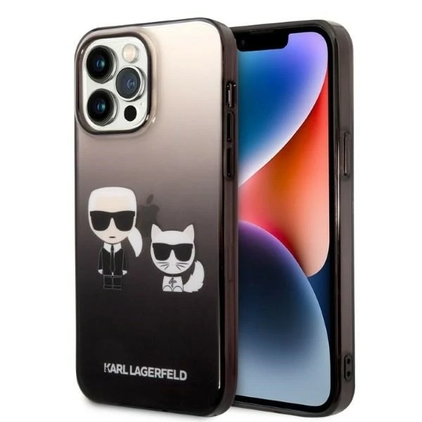 Handyschutzhülle Karl Lagerfeld KLHCP14LTGKCK für Apple iPhone 14 Pro 6.1" Hardcase schwarz/schwarz Gradient Ikonik Karl
