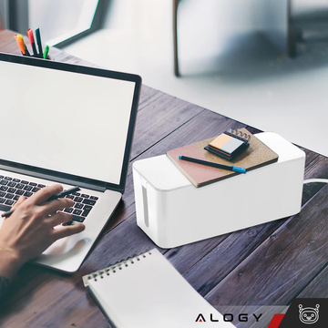 Kabel-Organizer Schreibtisch-Bodenbehälter Kabelbox Alogy Box L 40 cm groß Weiß