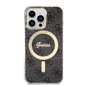 Zestaw Guess GUBPP13LH4EACSK Case+ Charger iPhone 13 Pro czarny/black hard case 4G MagSafe Print 