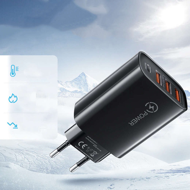 Ładowarka sieciowa Alogy szybka 3x USB-A + USB-C PD 20W Czarna