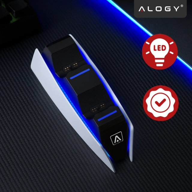 Podwójna stacja dokująca ładująca do kontrolera Pada do PlayStation 5 PS5 do 2 Padów Alogy Biała