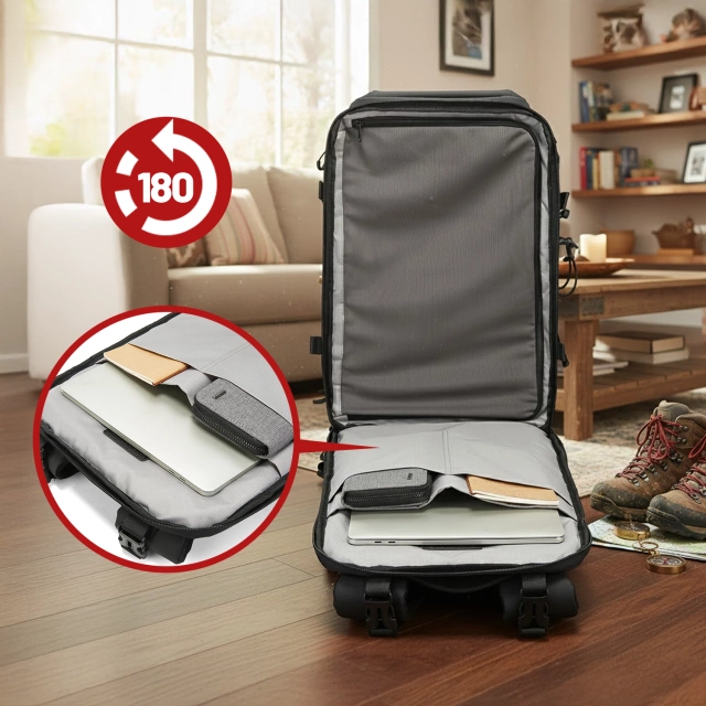 Plecak wodoodporny Bange rozszerzany 36–56L na laptopy do 15.6" – pojemny i wygodny, odporny i oddychający, miejski i turystyczny, idealny do pracy i samolotu, unisex – Czarny