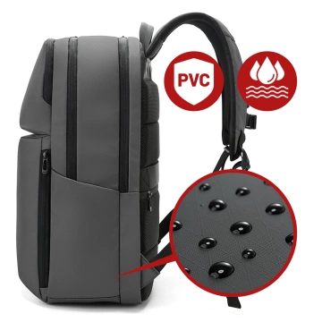 Bange wasserdichter Rucksack für 15,6-Zoll-Laptop, Stadtreisender, 45 x 30 x 16 cm, für Arbeit, Flugzeug, Herren, Damen, mit USB-Anschluss Schwarz