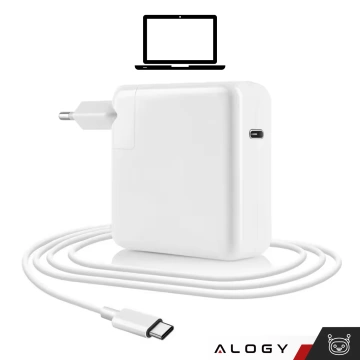 Alogy Universal-Ladekabel für Apple MacBook, 2 m, USB-C auf USB-C, Schnellladefunktion (Power Delivery PD), 96 W, Weiß
