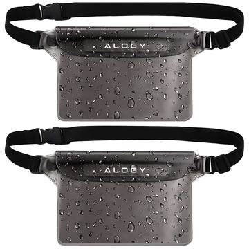2x wasserdichte Tasche Hüfttasche Hülle für Telefon wasserdichte Hülle 21,5x23,5cm Alogy Waterproof Schwarz