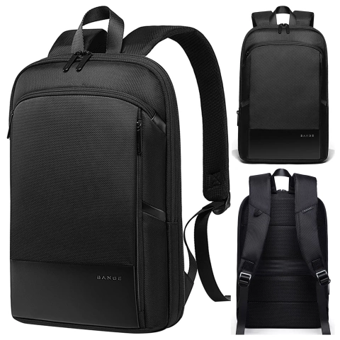 Bange wasserdichter Rucksack für 15,6-Zoll-Laptop, Stadtreisender, 45 x 30 x 16 cm, für Arbeit, Flugzeug, Herren, Damen, mit USB-Anschluss Schwarz