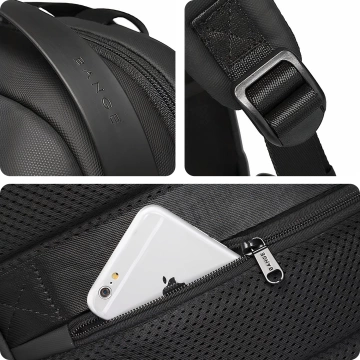 Bange Wasserdichter Rucksack, Laptoptasche, 15,6 Zoll, Reisezubehör, 48 x 30 x 12,5 cm, für Arbeit, Schule, Flugzeug, Herren, Damen, USB und USB-C, Schwarz