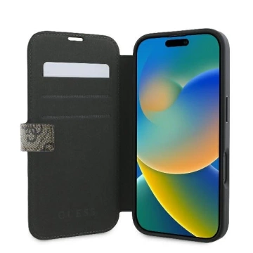 Guess GUBKP16M4GMGBR iPhone 16 Plus 6,7" braunes Buch 4G Metalllogo