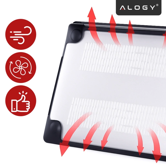Etui ochronne do Apple Macbook Air 13 13.3" - 2018-2020 (M1 A2337/A2179/A1932) Alogy MatteGuard™ obudowa Matowa Przezroczysta Biel z czarną ramką