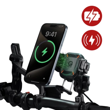 KEWIG M11B Motorradhalterung für Telefon mit QC 3.0 15W Qi-Ladegerät Schwarz