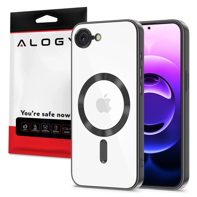 Etui do Apple iPhone 16e Alogy LuxeShield™️ Glamour Luxury Ring obudowa do MagSafe z osłoną aparatów Czarne