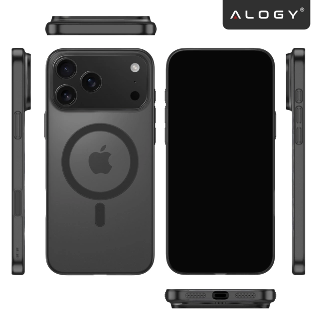 Etui do Apple iPhone 17 Pro Max – matowa obudowa do MagSafe z ochroną obiektywu, smukłe i odporne na zarysowania, idealne dopasowanie – Alogy Skinny MatteCase™ Czarne +2x Szkło hartowane