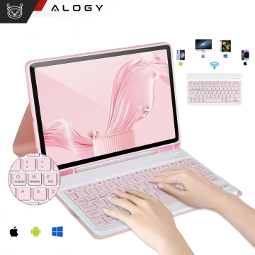 Etui z klawiaturą z miejscem na rysik do Samsung Galaxy Tab S9 FE 10.9" Alogy Keyboard Case Różowe