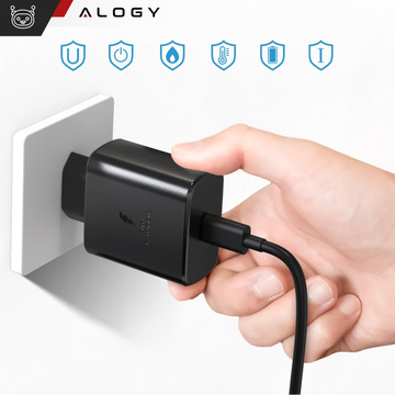 USB-C Typ C PD Premium Wandladegerät schnelles 25W 3A Typ-C Kabel 1M Alogy schwarz