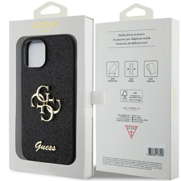 Original GUESS Hardcase GUHCP15SHG4SGK Hülle für iPhone 15 (Fixed Glitter Big 4G / schwarz)