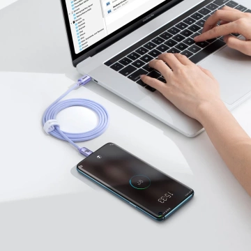 Baseus Crystal Shine Series Kabel USB-Kabel für schnelles Aufladen und Datenübertragung USB Typ C - USB Typ C 100 W 1,2 m lila (CAJY000605)