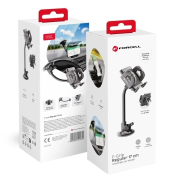 Uchwyt Samochodowy Forcell Regular 2w1 Kratka/Szyba Ramię 17 cm Czarny
