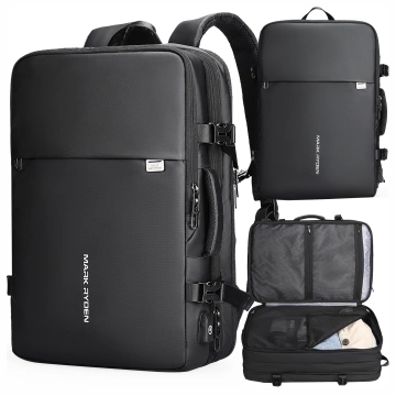 Plecak na Laptopa 17.3" Mark Ryden, Port USB, Wodoodporny, Minimalistyczny i Pojemny 37L, Wygodny, Rozszerzalny z Otwieraniem 180°, 48 × 31 × 14-25 – Czarny