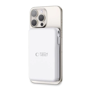 Magnetische Powerbank mit Kabel PB31 Lifemag Magsafe Power Bank 10000 mAh (Typ C Lightning) Weiß