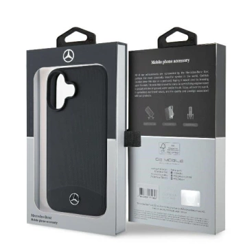 Mercedes iPhone 16 Hülle 6,1" Czarny MagSafe Hardcase aus strukturiertem und schlichtem Leder