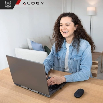 Alogy kabellose Maus, kleine ergonomische Maus für Laptop, PC, Bluetooth, 2,4 GHz, leise, Schwarz