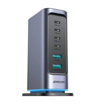 Joyroom 65W GaN-Multiport-Ladegerät, 4x USB-C, 2x USB-A, dunkelgrau